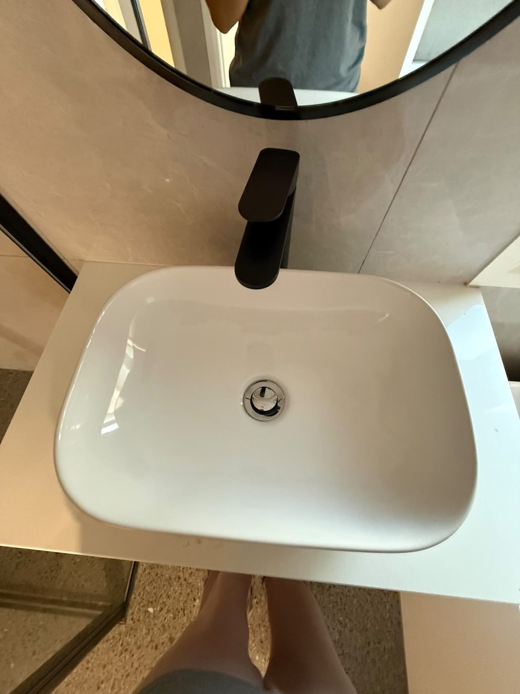 Bathroom vanity polished to a shine